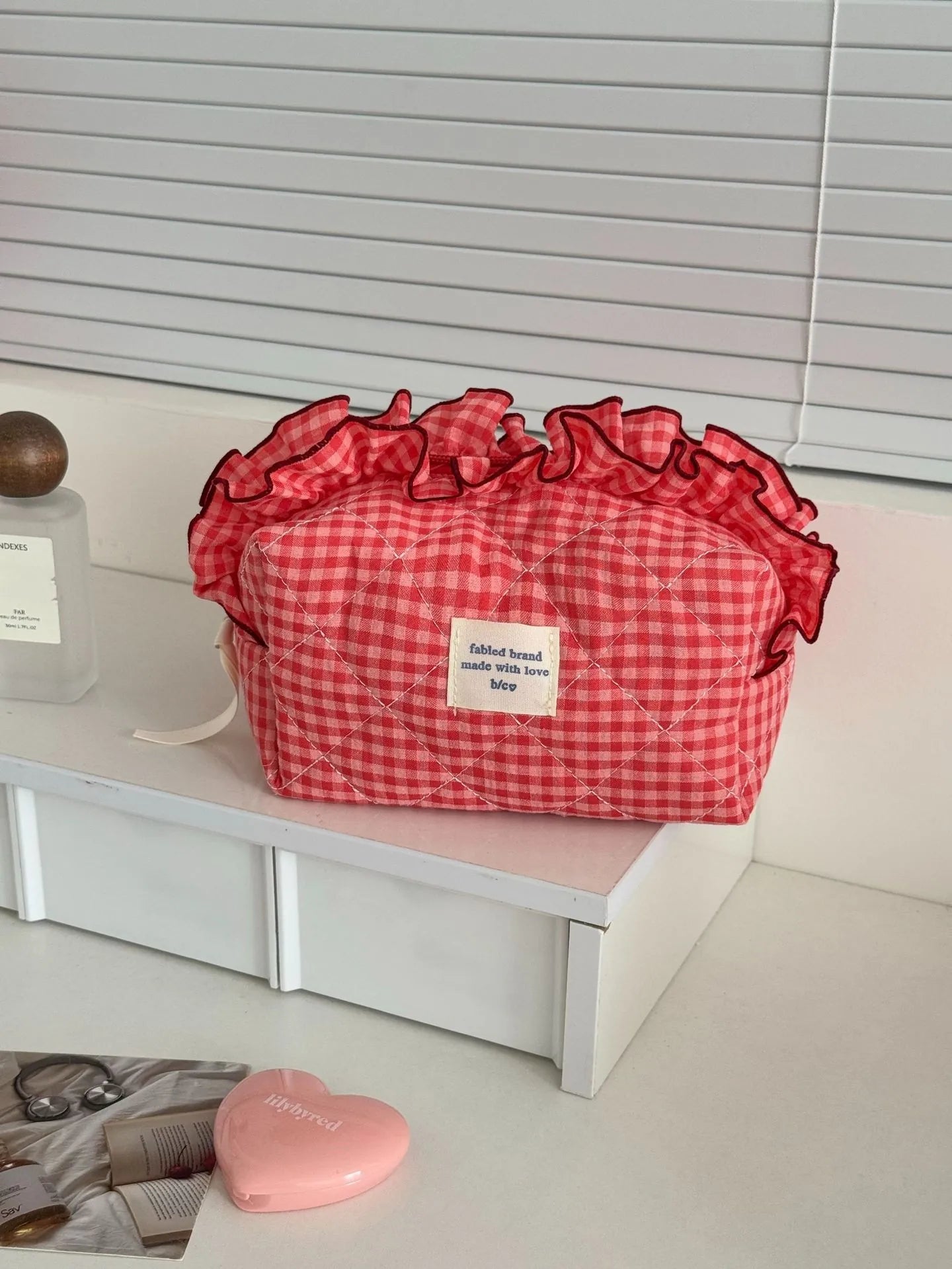 Quilted Floral cosmetic bag soft
