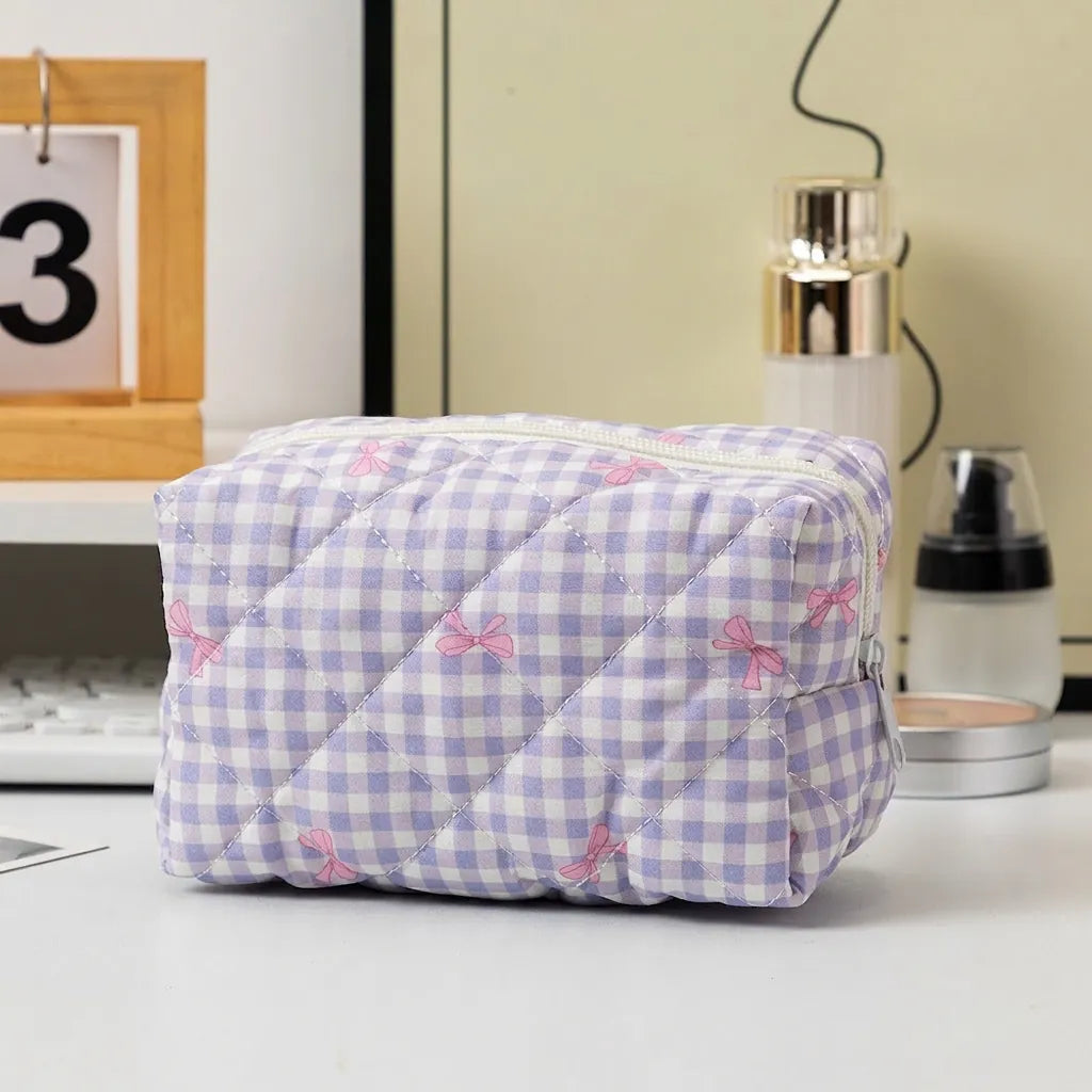Quilted Floral cosmetic bag soft