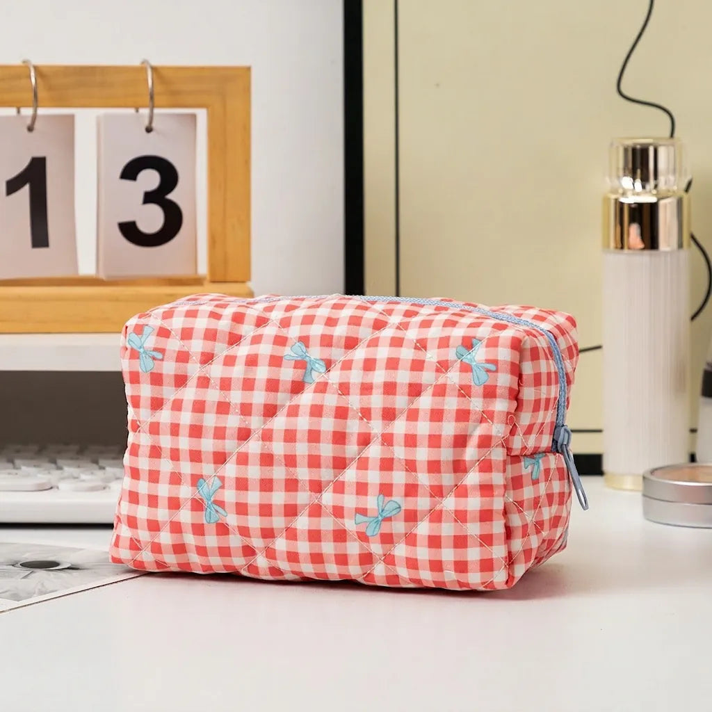 Quilted Floral cosmetic bag soft
