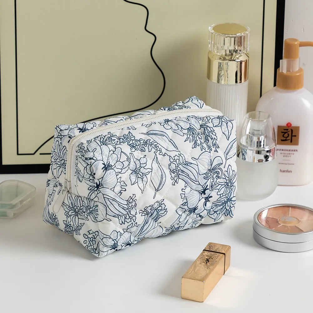 Quilted Floral cosmetic bag soft