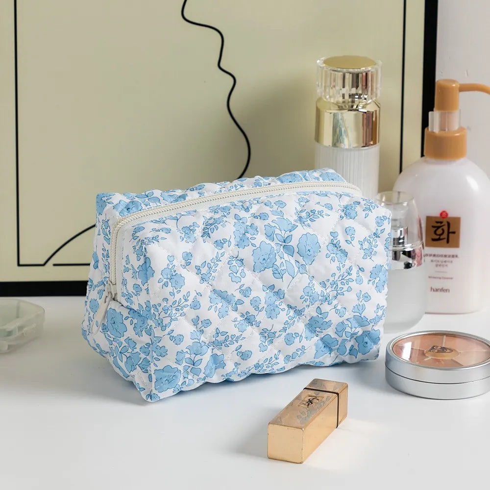 Quilted Floral cosmetic bag soft