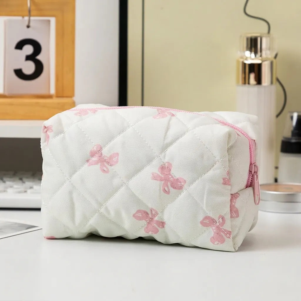 Quilted Floral cosmetic bag soft